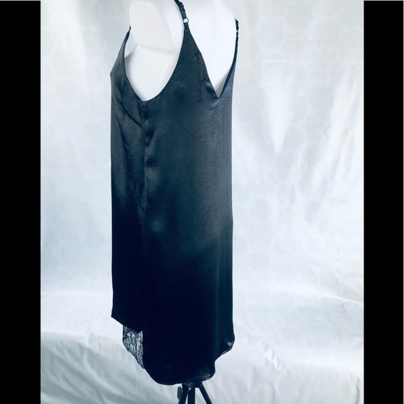 Little Mountain Vancouver Black & Lace Silky Slipdress LBD Size Small - Picture 9 of 13